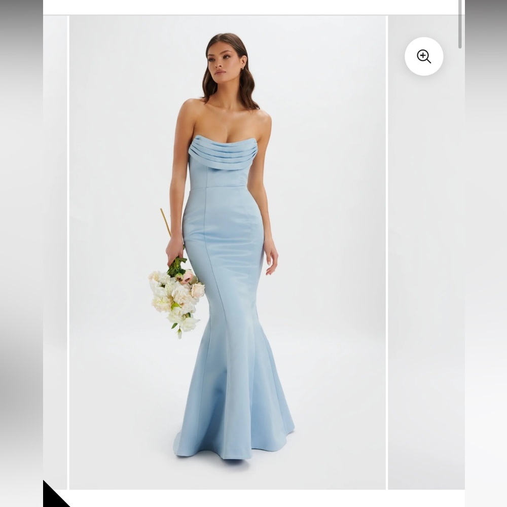 Lavish Alice FREYA BONDED SATIN COWL NECK MAXI DRESS IN DUSTY BLUE